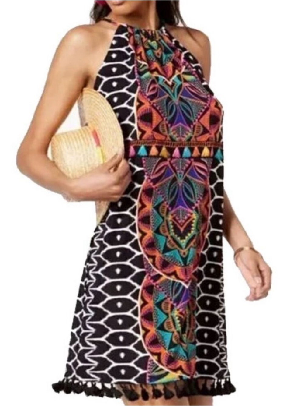 Trina Turk Halter Tassel Mini Dress
Swim Coverup Tribal Print Tropical Geo XL